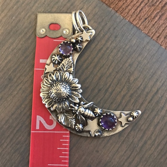 ❌SOLD❌Sunflower Moon Stars Pendant Amethyst Stones - Picture 5 of 7